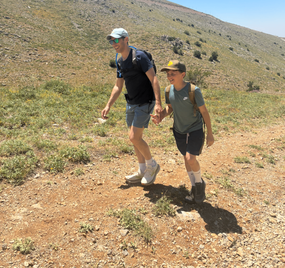 Father-son adventure moment in Israel