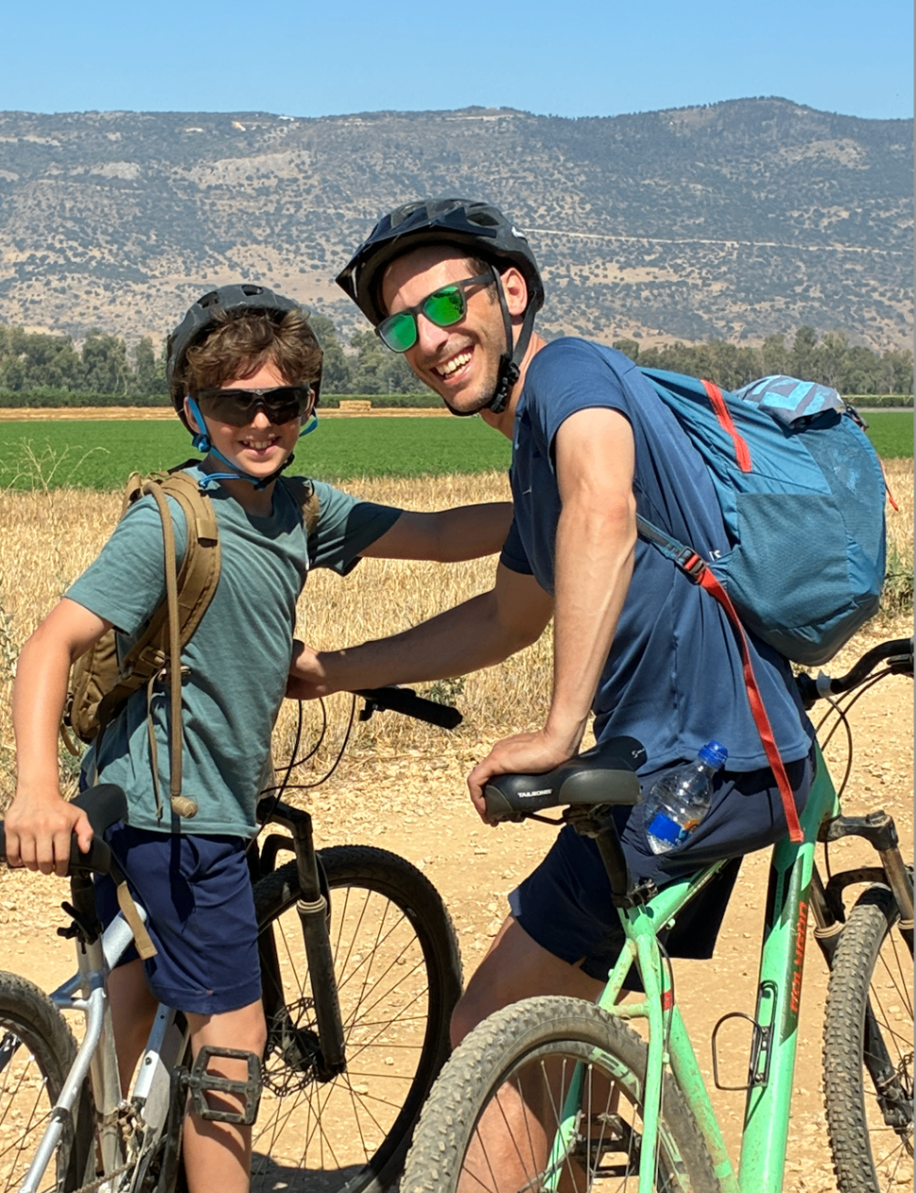 Father-son moment on a hike in Israel