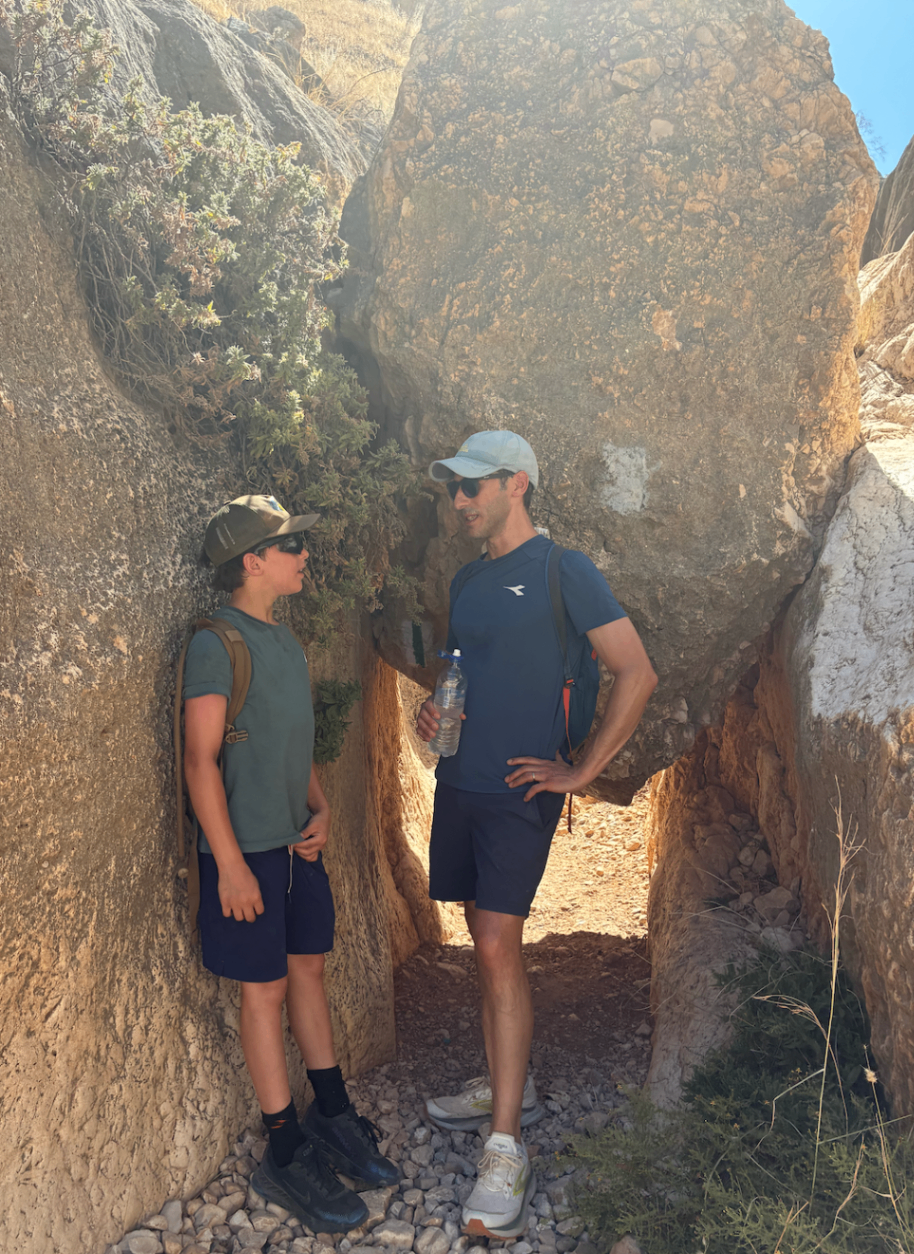Father-son connection during a hike in Israel